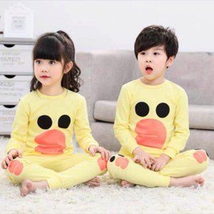 Kids Pajamas set for Boys or girls 100% cotton long sleeve (duck design)